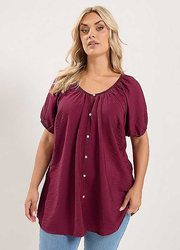 Yours Women's Burgundy Button Through Blouse In Size 20 - Image 6