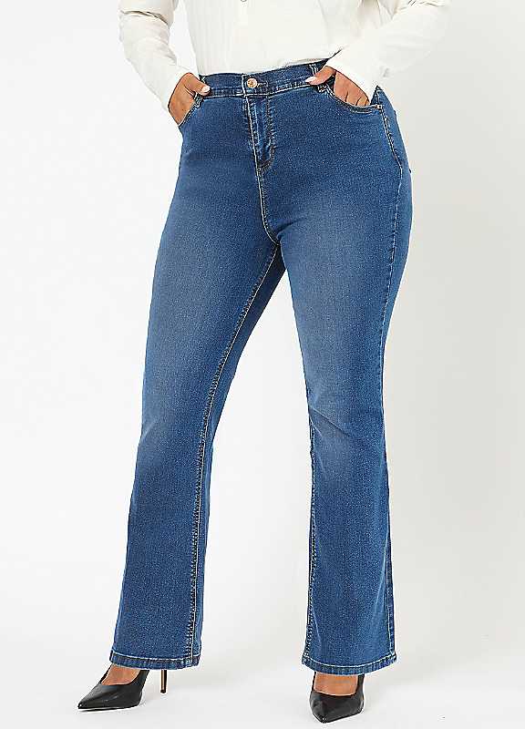 Yours Women's Mid Blue Bootcut Stretch Jeans In Small - Image 7
