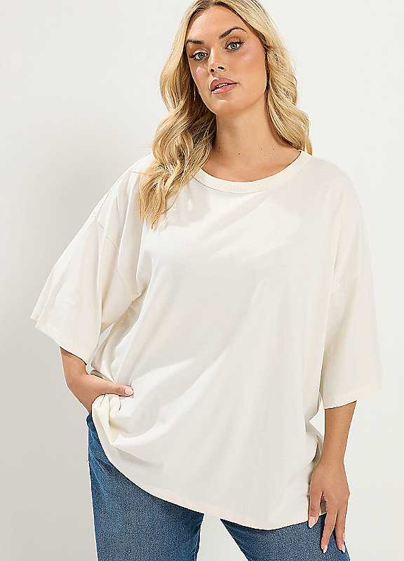 Yours Women's Ivory Oversized Boxy T-Shirt In | : Size 14 - Image 6