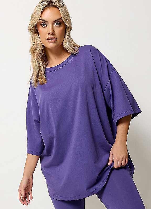 Yours Women's Purple Boxy T-Shirt In Size 26-28 - Image 7