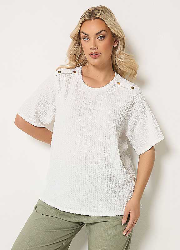 Yours Curve Women's White Bubble Textured Top - Image 2