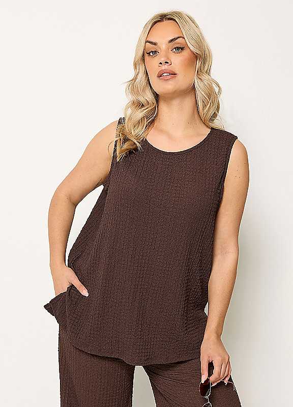 Yours Women's Chocolate Bubble Textured Vest Top In | : Size 16 - Image 2