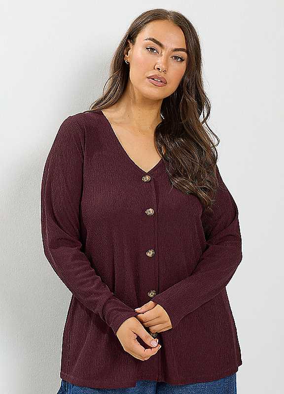 Yours Women's Button Front Crepe Top in Purple | Size: 26-28 - Image 6