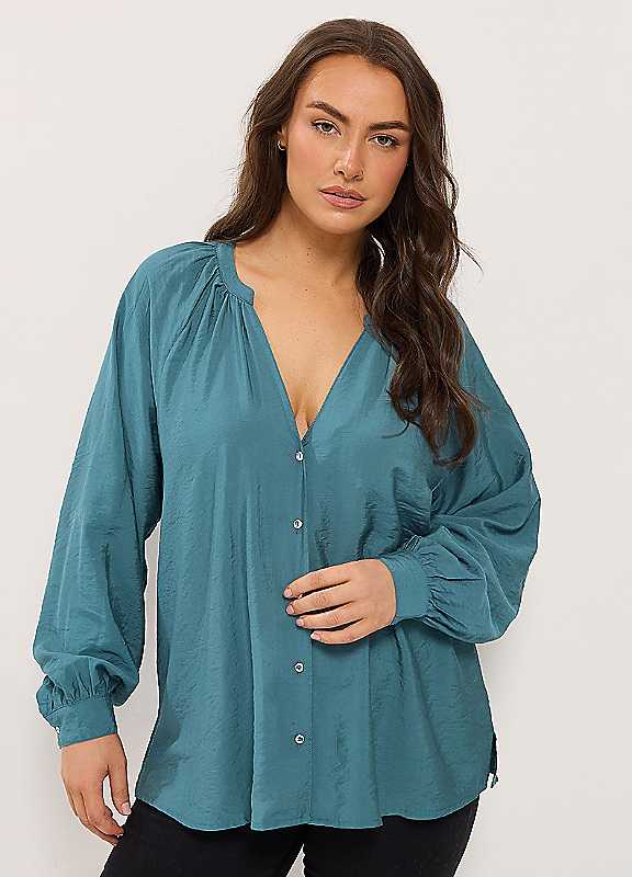 Yours Women's Teal Button Through Shirt In Size 26-28 - Image 6