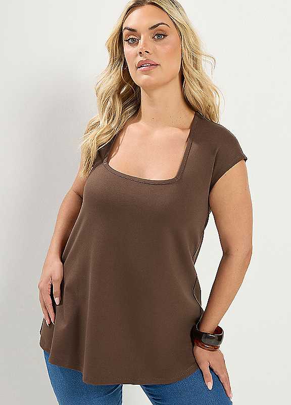 Yours Women's Chocolate Cap Sleeve Top In | Size: 34-36 - Image 7