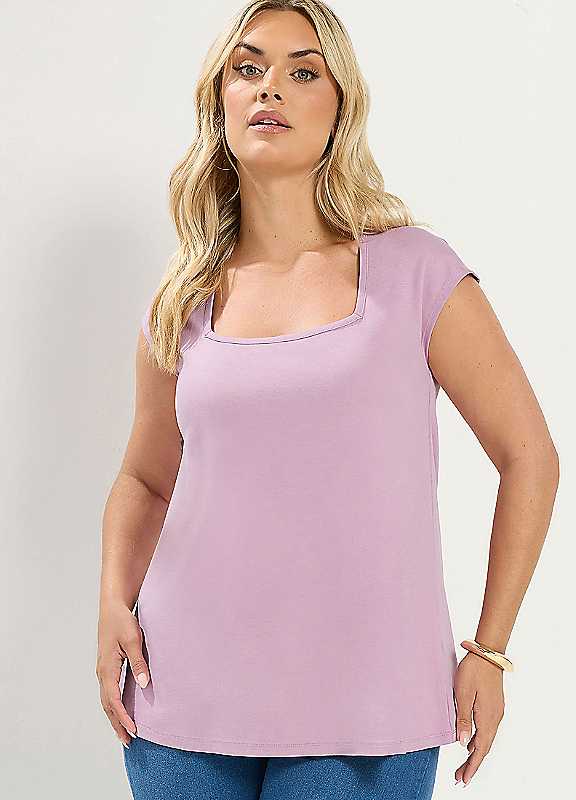 Yours Women's Cap Sleeve Top in Mauve | Size: 16 - Image 2