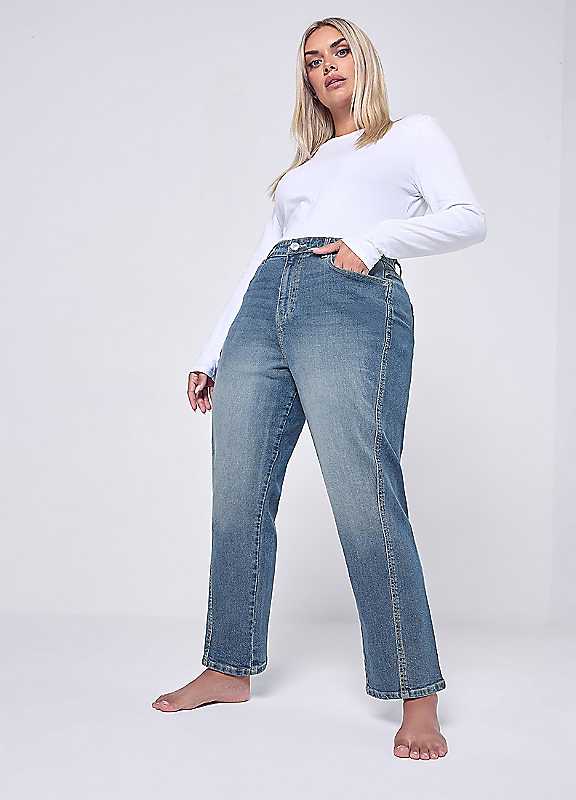 Yours Women's Mid Blue Barrel Leg Jeans In Size 18 - Image 7