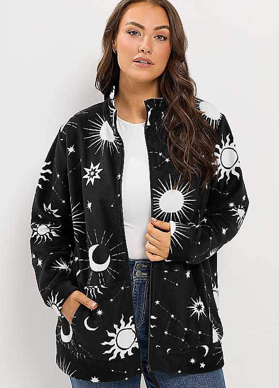 Yours Women's Black Celestial Zip Through Fleece In | Size: 16 - Image 3