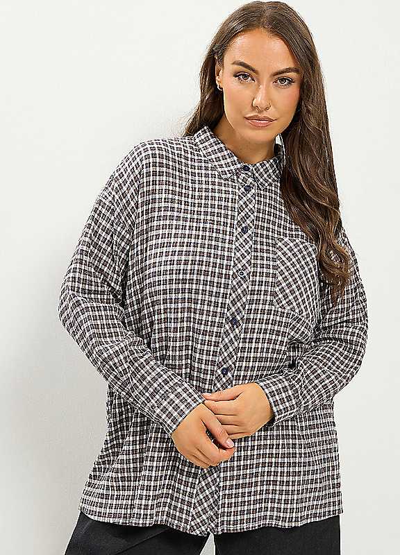 Yours Women's Brown Check Boyfriend Shirt In Size 30-32 - Image 2
