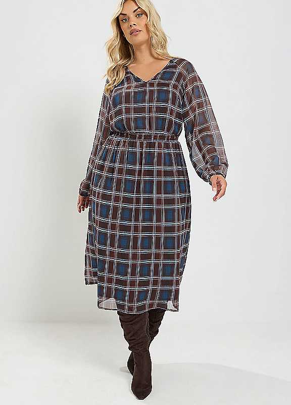 Yours Women's Multi Check Midi Dress Size 22-24 - Image 6
