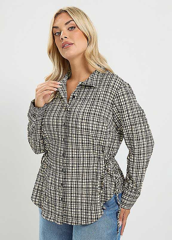 Yours Women's Multicolor Check Textured Shirt | Size: 22-24 - Image 6