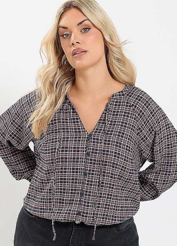 Yours Women's Blue Tie Neck Top In | Size: 18 - Image 6