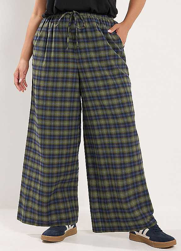 Yours Women's Green Wide Leg Woven Trousers In | : Small - Image 2