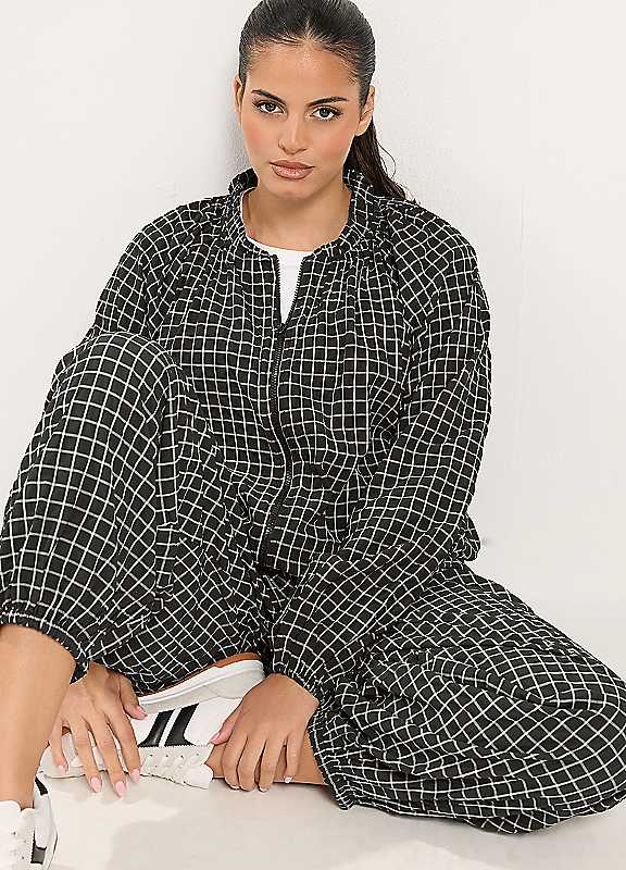 Yours Women's Checked Track Jacket in Black | Size: 14 - Image 6
