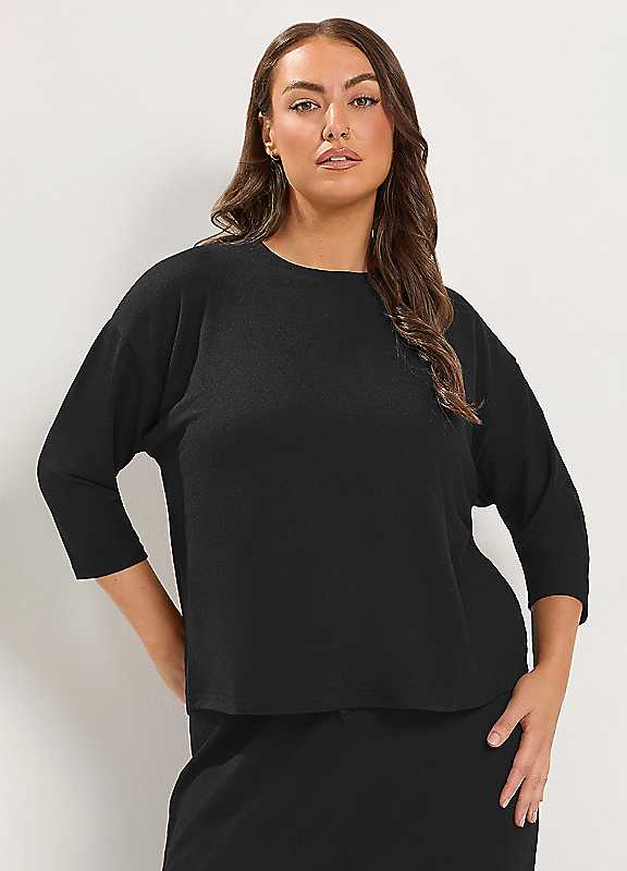 Yours Women's Black Crew Neck Jumper In Size 12 - Image 5