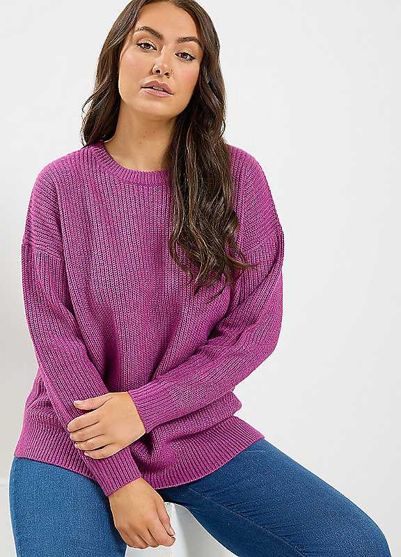 Yours Women's Pink Crew Neck Knitted Jumper In | Size: 14-16 - Image 7
