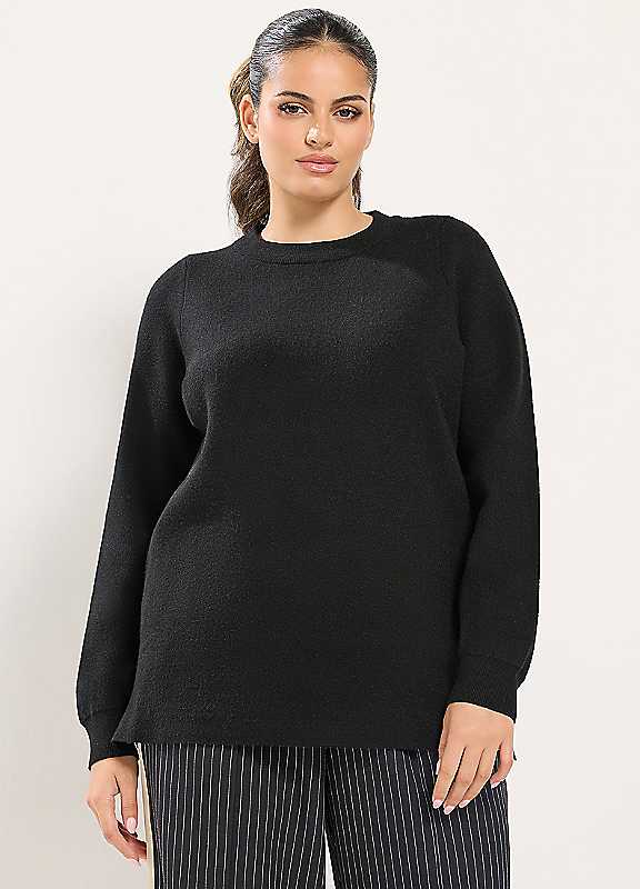 Yours Women's Crew Neck Knitted Premium Jumper in Black | Size: 26-28 - Image 2