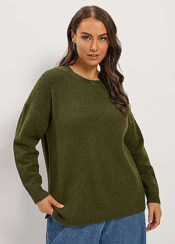 Yours Women's Olive Crew Neck Soft Touch Jumper In | Size: 22-24 - Image 6