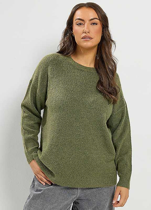 Yours Women's Green Curve Crew Neck Soft Touch Jumper - Image 3