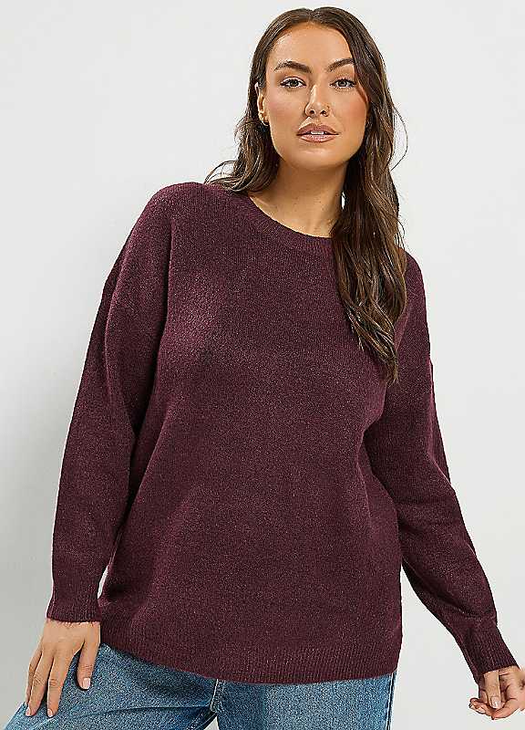 Yours Women's Burgundy Soft Knitted Jumper In | Size: 14-16 - Image 3
