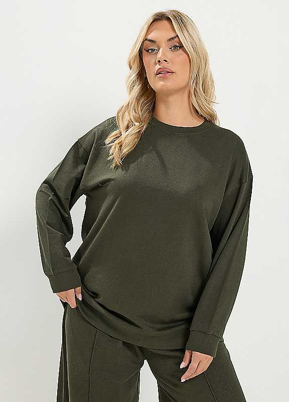 Yours Women's Bottle Green Crew Neck Sweatshirt In Size 30-32 - Image 7
