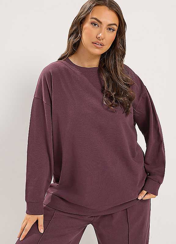 Yours Women's Burgundy Crew Neck Sweatshirt In | Size: 26/28 - Image 6