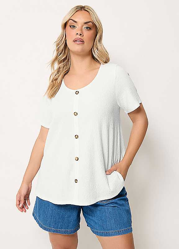 Yours Women's White Curve Crinkle T-Shirt