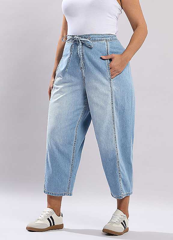 Yours Curve Crop Barrel Jeans - Women's - Plus Size Curve - Image 3