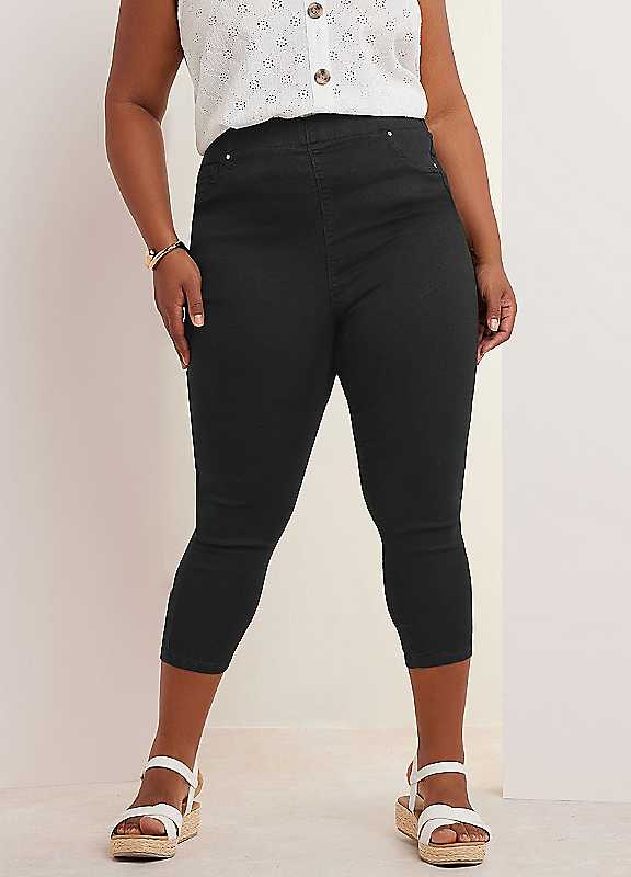 Yours Black Curve Cropped Stretch Jeggings - Image 4