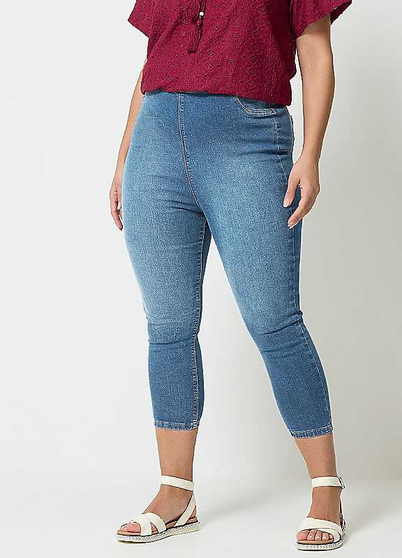 Yours Curve Cropped Stretch Jenny Jeggings - Women's - Plus Size Curve - Image 2