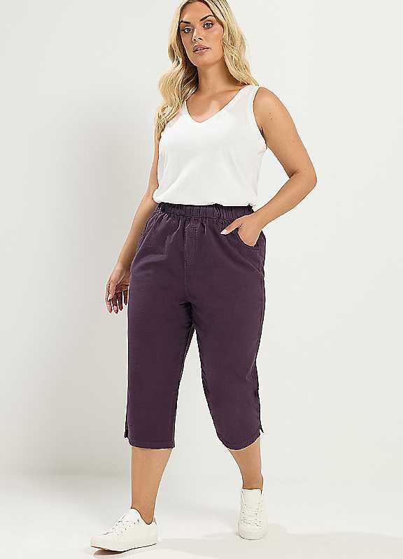 Yours Women's Purple Curve Cropped Trousers
