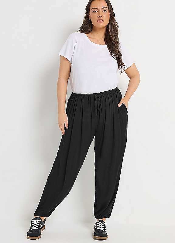 Yours Women's Black Cuffed Balloon Trousers In | Size: 16 - Image 7