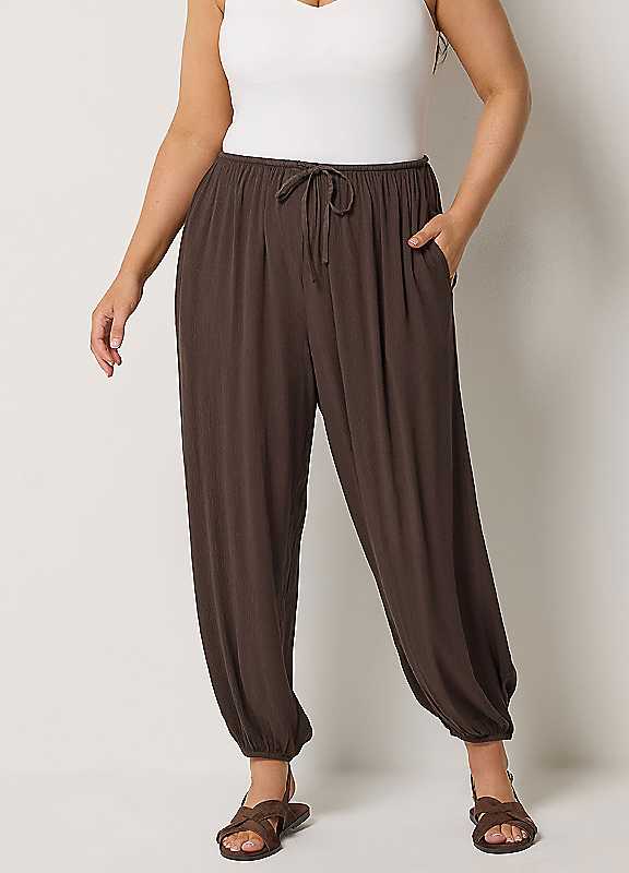 Yours Women's Brown Curve Cuffed Balloon Trousers - Image 3
