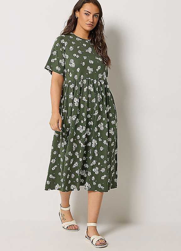 Yours Women's Green Curve Daisy Throw On Dress
