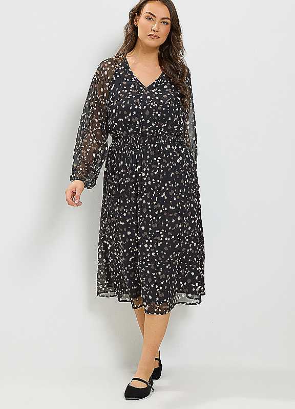 Yours Women's Black Deer Print Midi Dress In | Size: 18 - Image 2