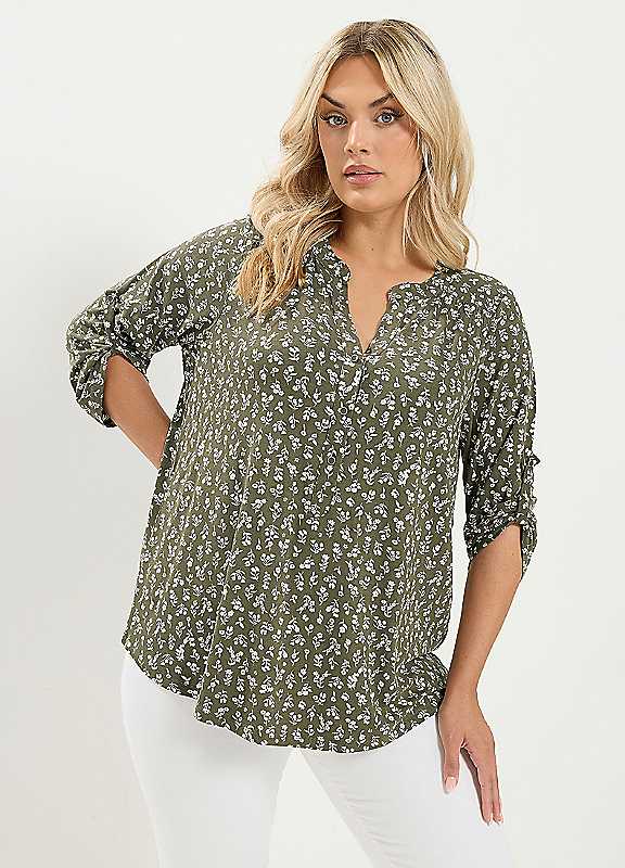 Yours Women's Green Curve Ditsy Floral Top