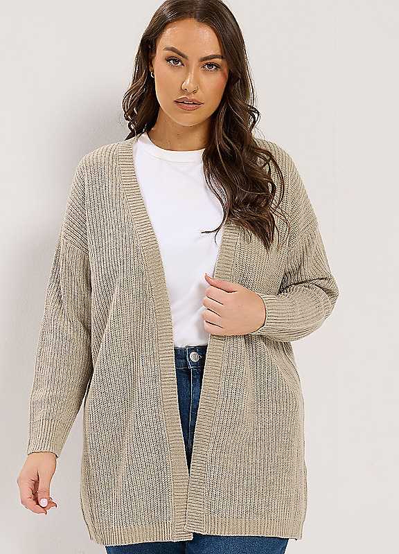 Yours Women's Light Brown Knitted Cardigan Sweater In | : 22/24 - Image 7