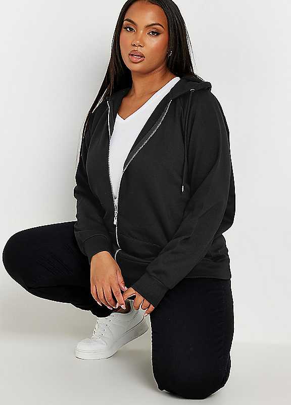 Yours Women's Black Zip Through Hoodie In | Size: 26-28 - Image 3