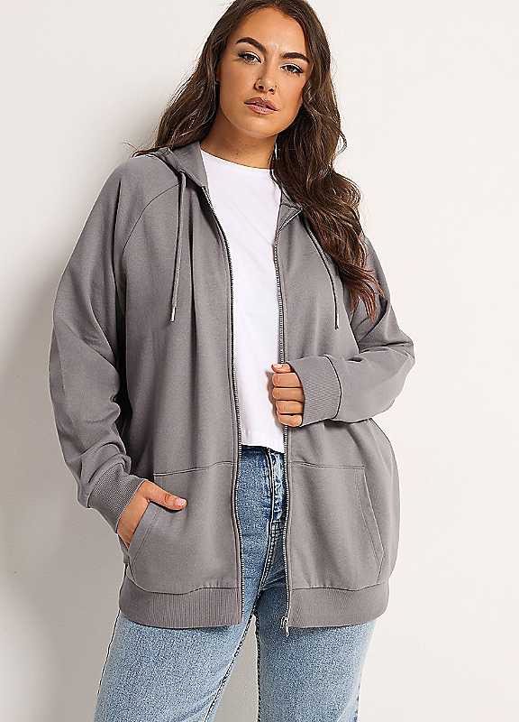 Yours Women's Grey Zip Through Hoodie In | Size: 20 - Image 4