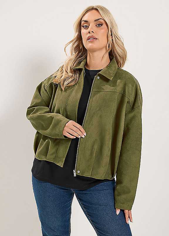 Yours Women's Light Khaki Faux Suede Jacket In | : Size 20 - Image 2