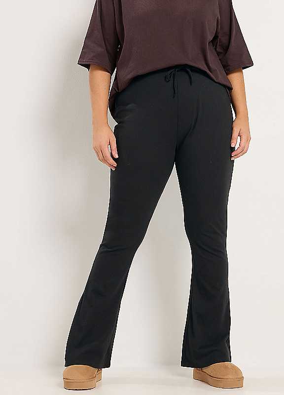 Yours Women's Black Cotton Flared Trousers In | : 18R - Image 3