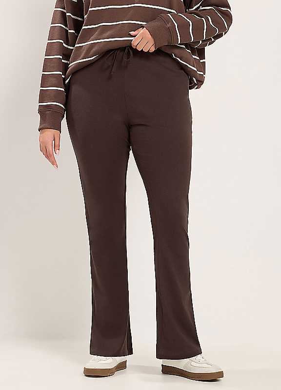 Yours Women's Brown Cotton Flared Trousers In | Size: 12S - Image 2