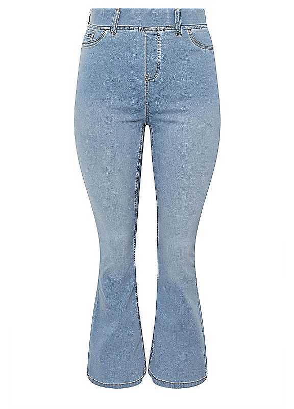 Yours Women's Light Blue Denim Flared Jeggings In | : Size 18 - Image 2