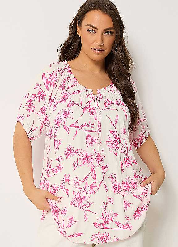 Yours Women's Off White Floral Bardot Top In | : 22/24 - Image 2