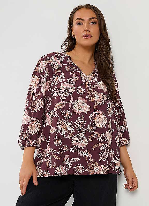 Yours Women's Purple Floral Shirt In | Size: 26-28 - Image 6