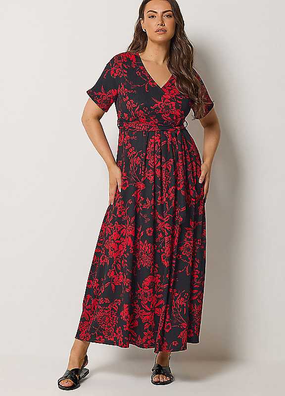Yours Women's Multicolor Floral Wrap Dress | Size: 26-28 - Image 6