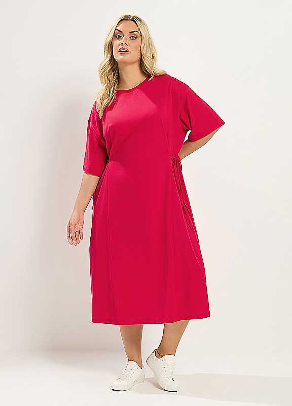 Yours Curve Women's Red Tie Side Throw On Dress - Image 3
