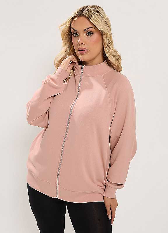 Yours Women's Baby Pink Funnel Neck Sweatshirt In | Size: 18/20 - Image 2