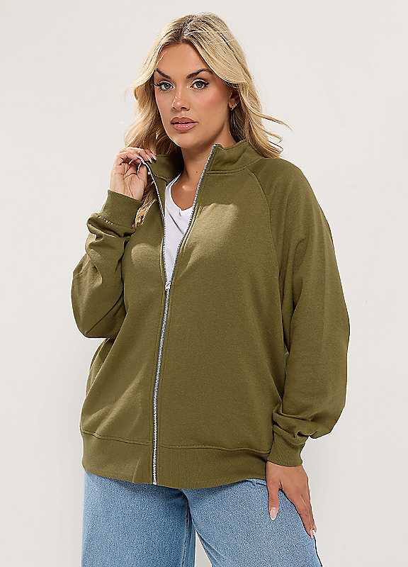 Yours Women's Olive Funnel Neck Sweatshirt In | Size: 30/32 - Image 7
