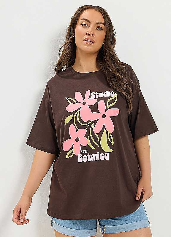 Yours Women's Graphic Print T-Shirt in Brown | Size: 22-24 - Image 6